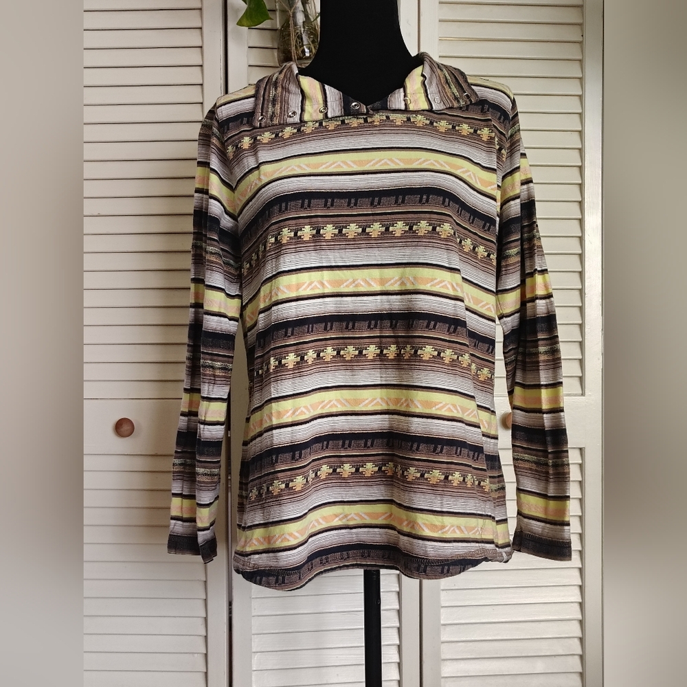 Woolrich Multicolor Striped Henley Hoodie Size XL – Like New